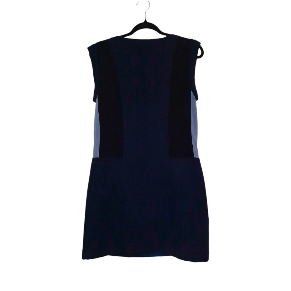 REBECCA TAYLOR Colorblock Shift Dress Rolled Cap Sleeves Navy Black Lavender 6 M - Picture 4 of 13